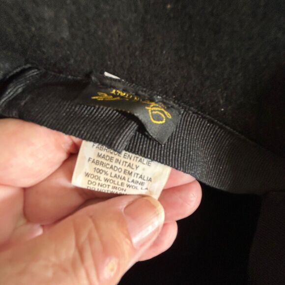 DA-Me Vintage Women's Black 100% Wool Hat with Black and White Lace Trim - Picture 7 of 7